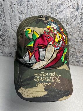 Ed Hardy by Christian Audigier Authentic Hat PIN UP DEVIL Camo/Hunter Snapback
